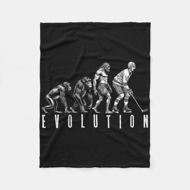 Ishockeyspelare Evolution Rolig Man Ape Caveman  Fleecefilt (Framsidan)