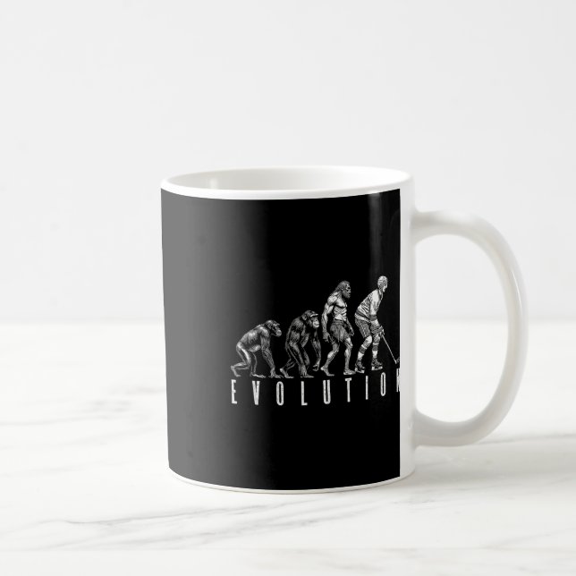 Ishockeyspelare Evolution Rolig Man Ape Caveman  Kaffemugg (Höger)