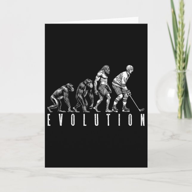 Ishockeyspelare Evolution Rolig Man Ape Caveman  Kort (Framsida)