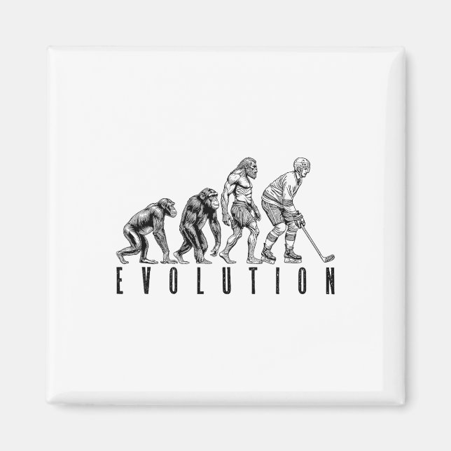 Ishockeyspelare Evolution Rolig Man Ape Caveman  Magnet (Framsidan)