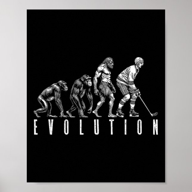 Ishockeyspelare Evolution Rolig Man Ape Caveman  Poster (Framsidan)