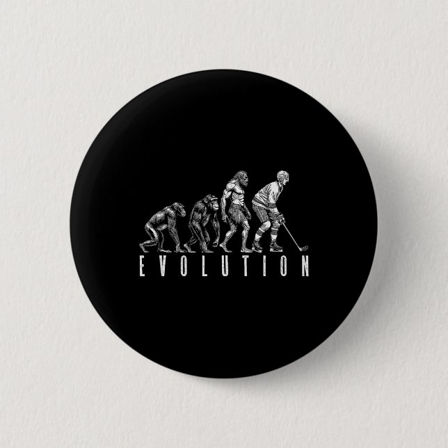 Ishockeyspelare Evolution Rollig Man Ape Caveman  Knapp (Framsida)