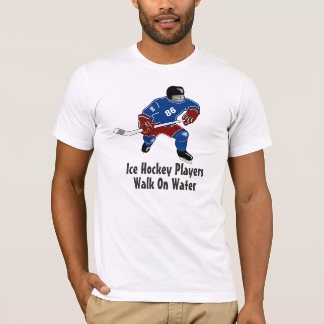 Ishockeyspelare går på vatten t-shirt (Framsida)
