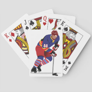 Ishockeyspelare i aktion Rött och Blått Lag Casinokort