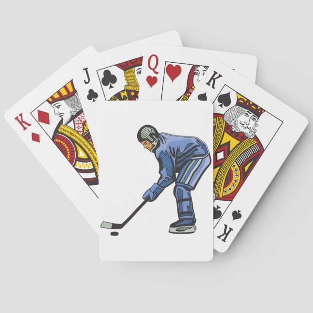 Ishockeyspelare i blå dräkt casinokort (Baksidan)