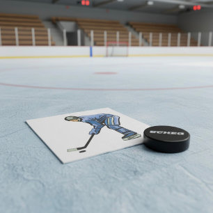 Ishockeyspelare i blå dräkt pappersservett