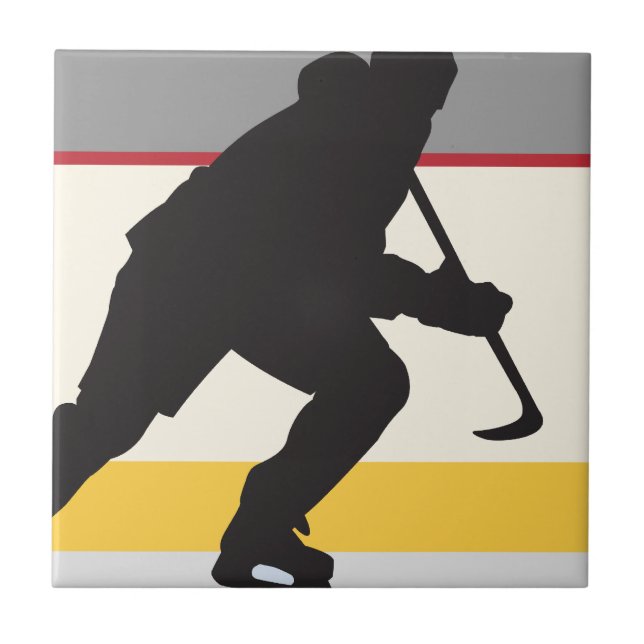 ishockeyspelare i rörelse kakelplatta (Framsidan)