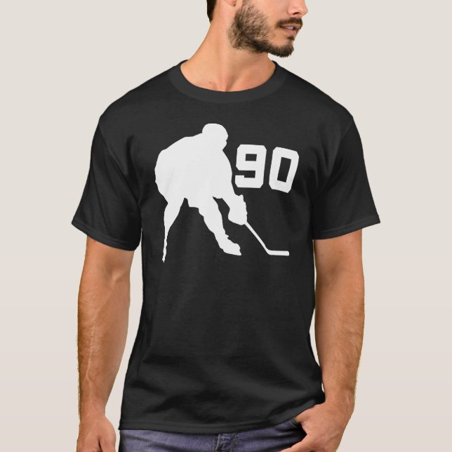 Ishockeyspelare Jersey numrerar 90 T-shirt (Framsida)