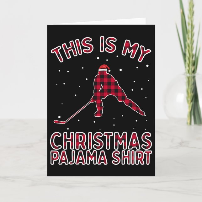 Ishockeyspelare jul pyjamas rolig jul present kort (Framsida)