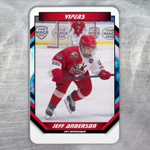 Ishockeyspelare Minne På Cool Röd Anpassad Magnet