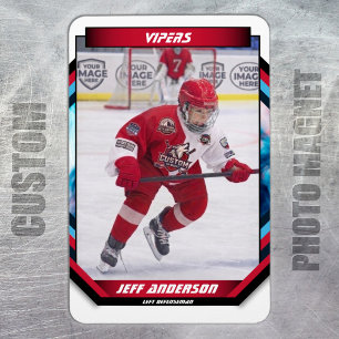 Ishockeyspelare Minne På Cool Röd Anpassad Magnet