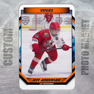 Ishockeyspelare Minnessak På Cool Orange Anpassad Magnet
