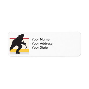 ishockeyspelare på flyget returadress etikett