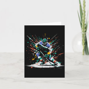 Ishockeyspelare Paint Splatter Art Srts Män Pojkar Kort