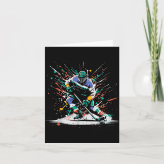 Ishockeyspelare Paint Splatter Art Srts Män Pojkar Kort