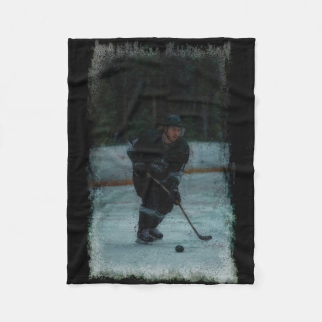 Ishockeyspelare som värmer upp fleecefilt (Framsidan)