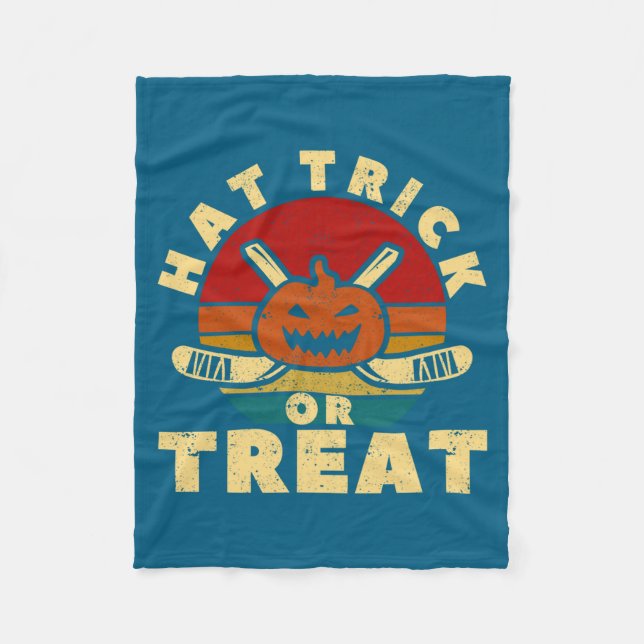 Ishockeyspelare Tränare Halloween Pumpa Hatt Tric Fleecefilt (Framsidan)