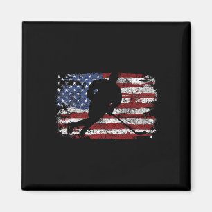 Ishockeyspelare Usa Amerikansk Flagga 4:e Juli Gi Magnet
