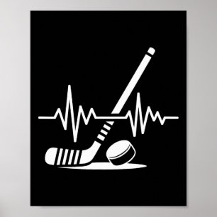 Ishockeysport Spelare Sticka Och Puck Hjärtfrekven Poster