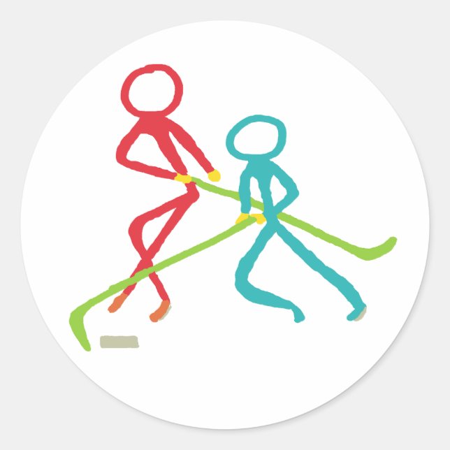 Ishockeystickfigurer Runt Klistermärke (Framsida)