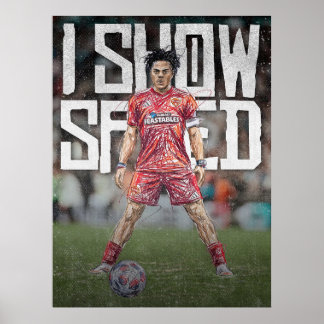 ishowspeed Inspirerad Fotbollillustration Poster