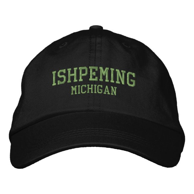 Ishpeming Michigan Embroired Baseball Hat Broderad Keps (Framsida)