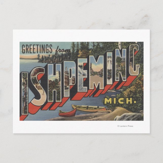 Ishpeming Michigan - Stora Brev-scenerna Vykort (Framsida)