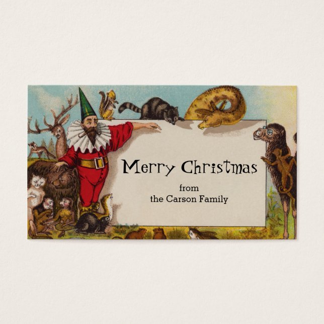Isidore the Elf & his Animals Gift / Affärskort Visitkort (Framsidan)