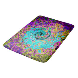 Isig Aqua Blue Groovy Abstrakt Retro Liquid Swirl Badrumsmatta