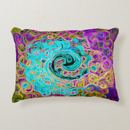 Isig Aqua Blue Groovy Abstrakt Retro Liquid Swirl Prydnadskudde