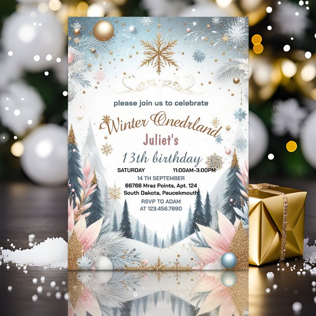 isig blå flicka snö Winter Onederland 13 år Inbjudningar (Skapare uppladdad)