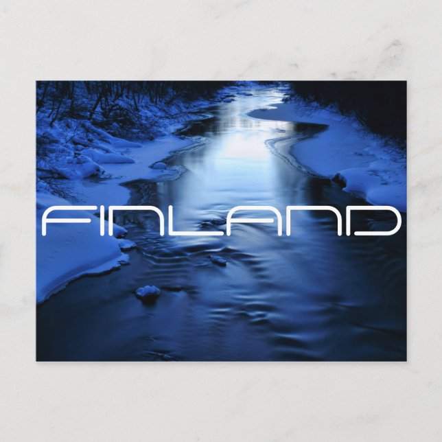 Isig blå flod på kallet vinterkväll vykort (Framsida)