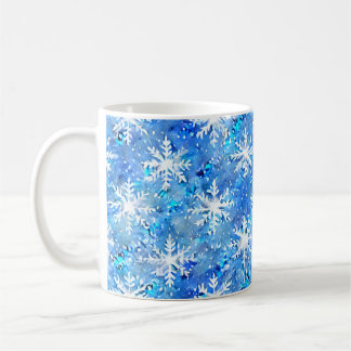 Isig Blå och turkos Winter Snowflake Kaffemugg