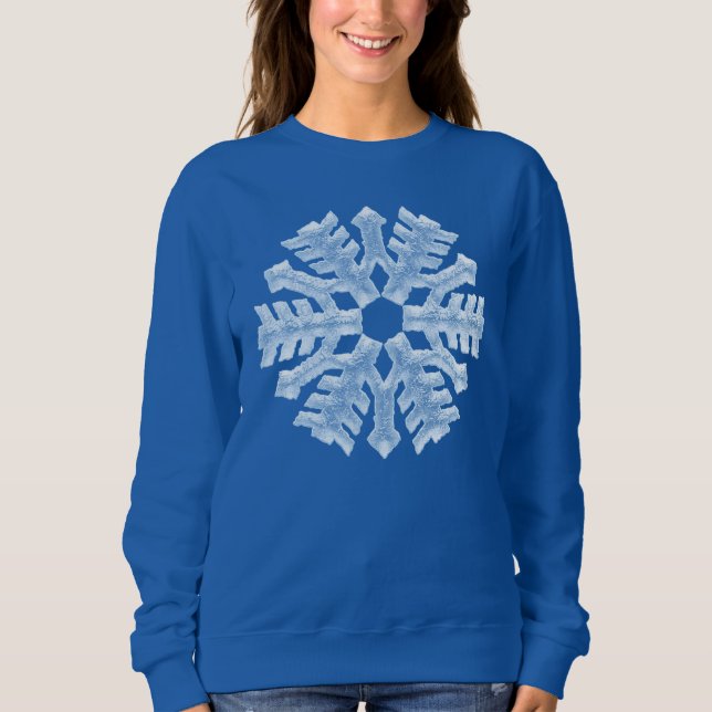 Isig Blue Frozen Snowflake Frosty Vinterjul T Shirt (Framsida)
