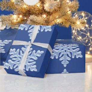 Isig Blue Frozen Vinter Frosty Snöflingor jul Presentpapper