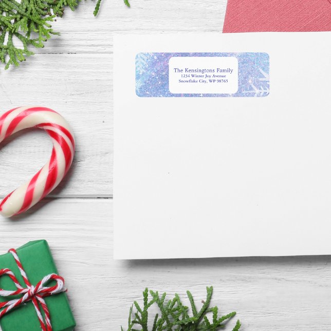 Isig Blue Glitter Personlig Address Label Returadress Etikett (Icy Blue Glitter Personalized Address Label)