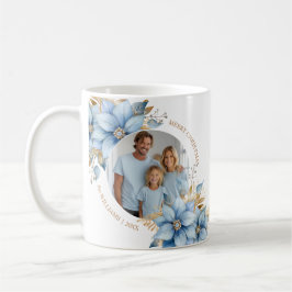 Isig Blue Guld Poinsettia Flower jul PHOTO Kaffemugg