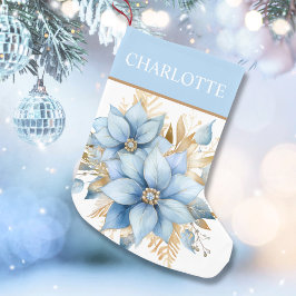 Isig Blue Guld Poinsettia - jultomte Liten Julstrumpa