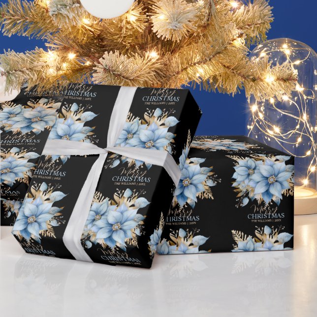 Isig Blue Guld Poinsettia - jultomte | NAMN Presentpapper (Helgdagar)