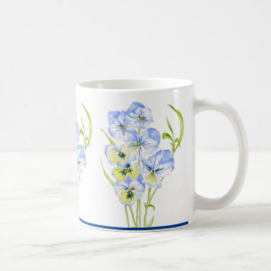Isig Blue Pansies på klassisk Mugg (11 oz.)