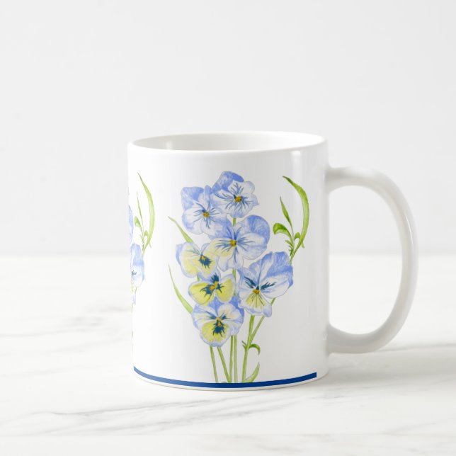 Isig Blue Pansies på klassisk Mugg (11 oz.) (Höger)