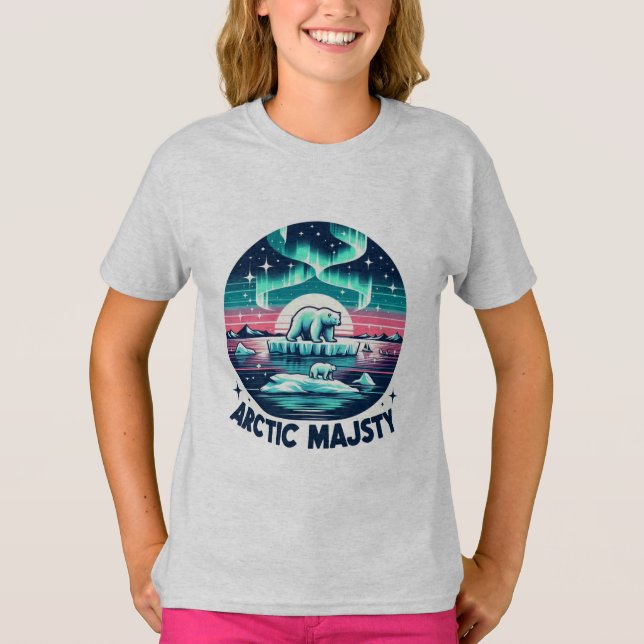 Isig Blue Retro Polar Bear Arktis Majesty T Shirt (Framsida)