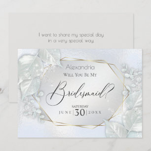 Isig Blue Shimmery blir min bridesmaid Inbjudningar