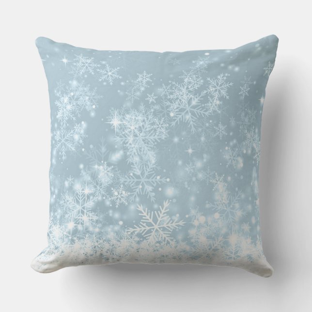 Isig Blue Snöflingor Kudde (Framsida)