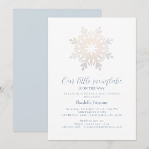 Isig Blue Snowflake Baby Shower Inbjudan