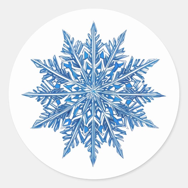 Isig Blue Snowflake Runt Klistermärke (Framsida)