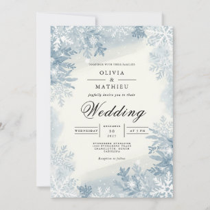 Isig Blue Snowflake Winter Wedding Inbjudningar