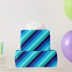 Isig Blue Teal Rand Wrapping Papper Presentpapper