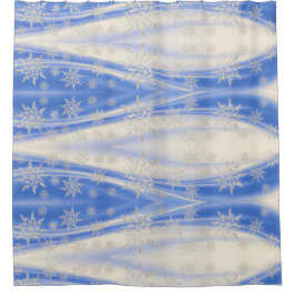 Isig Blue White Snowflake Winter Shower Curtain