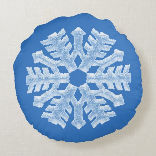 Isig Coola Blue Frozen Snowflake Vinterjul Rund Kudde (Baksidan)